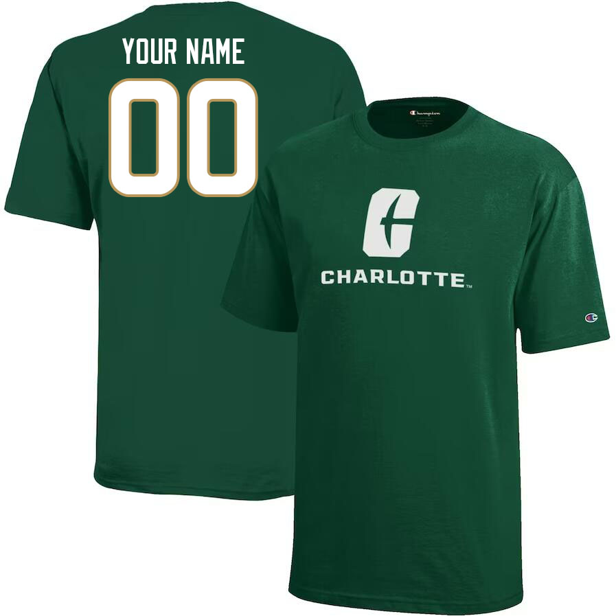 Custom Charlotte 49ers Name And Number College Tshirts-Green